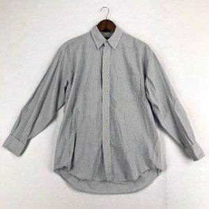 Chaps Ralph Lauren Men's Size 15 1/2 Blue White Button Down Long Sleeve Shirt